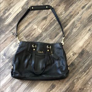 Black leather Coach bag with gold hardware
